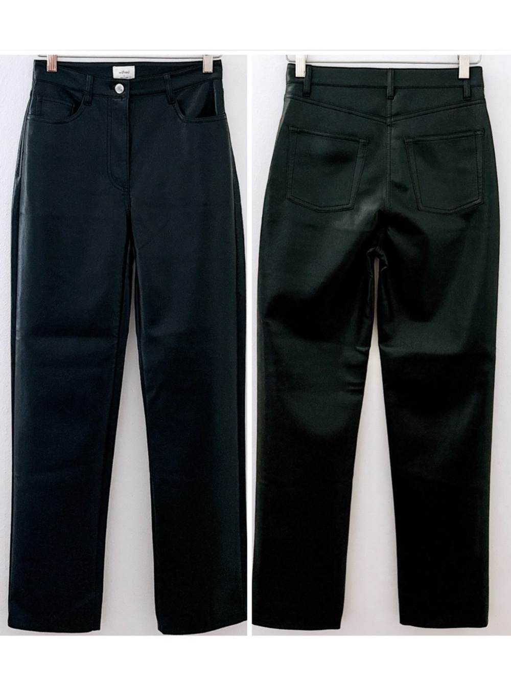 NWT Aritzia Wilfred Faux Leather Pants Melina High Waist Black Minimalist Size 2 - Picture 10 of 11